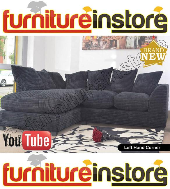 Jumbo Cord BLACK Fabric Sofas 3 Seater + 2 Seater Sofa DYLAN Settee eBay