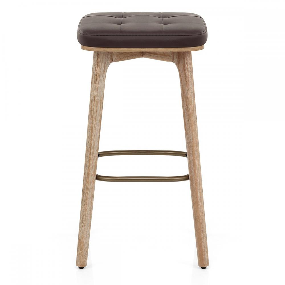 Malmo Faux Leather Seat Oak Finish Wooden Frame Bar Stool (2 Variations)
