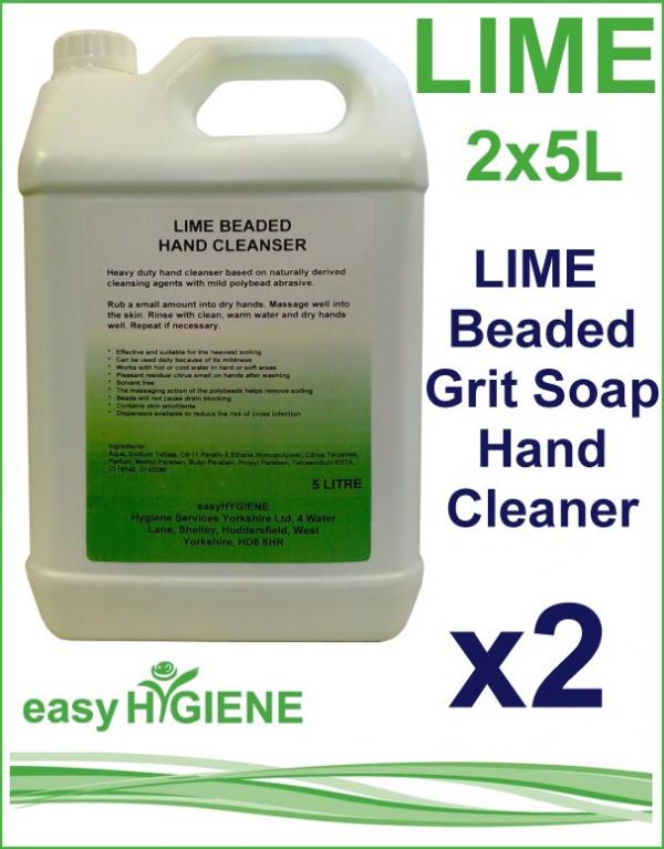 LIME Beaded Hand Cleaner grit liquid soap 2 x 5 Litre abrasive HEAVY