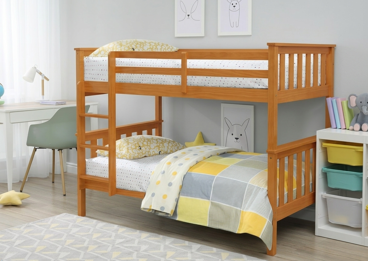 PREMIUM WOODEN BUNK - WEMBDON - PINE BUNK IN 3 COLOURS WITH MATTRESS OPTION