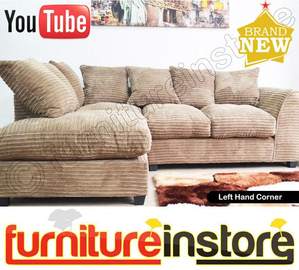 Caramel DYLAN Jumbo Cord Fabric Sofas Settee (Left & Right) Fabric