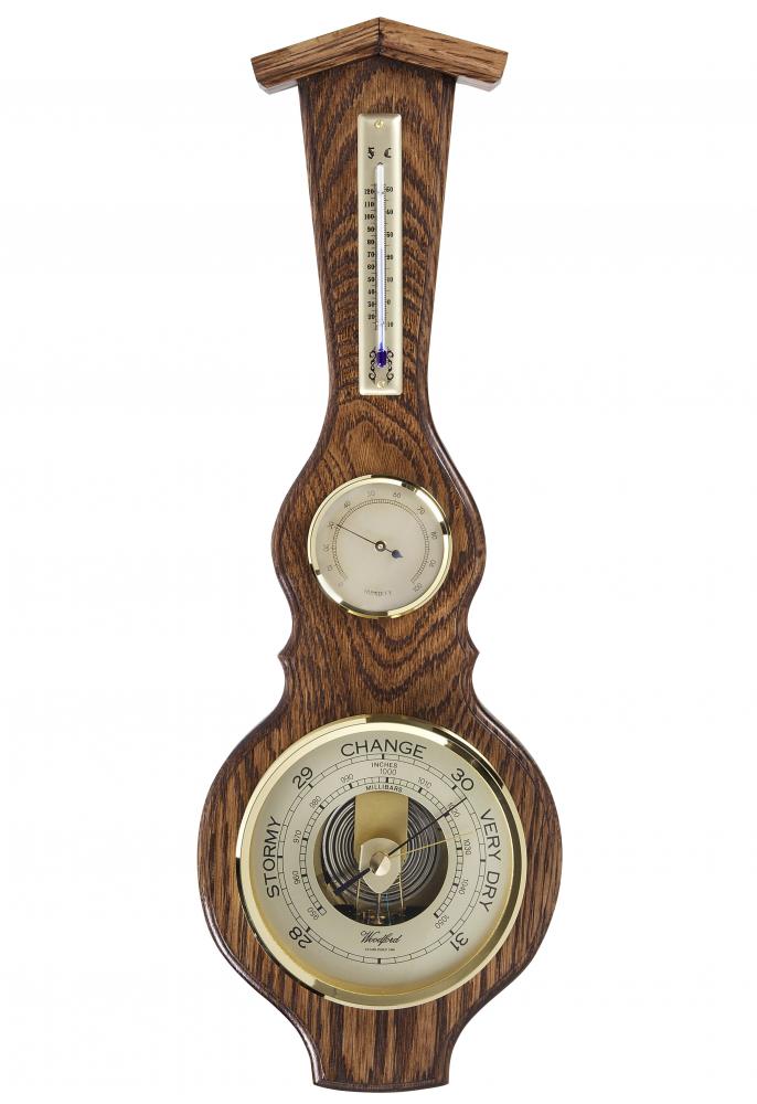 Woodford Solid Oak Barometer & Thermometer