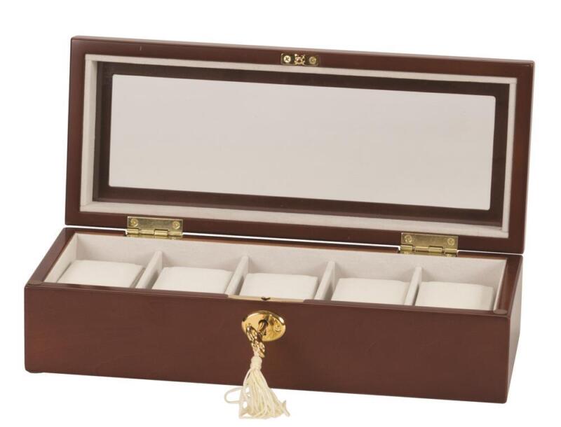 Mele Wooden Lockable 5 Watch Box