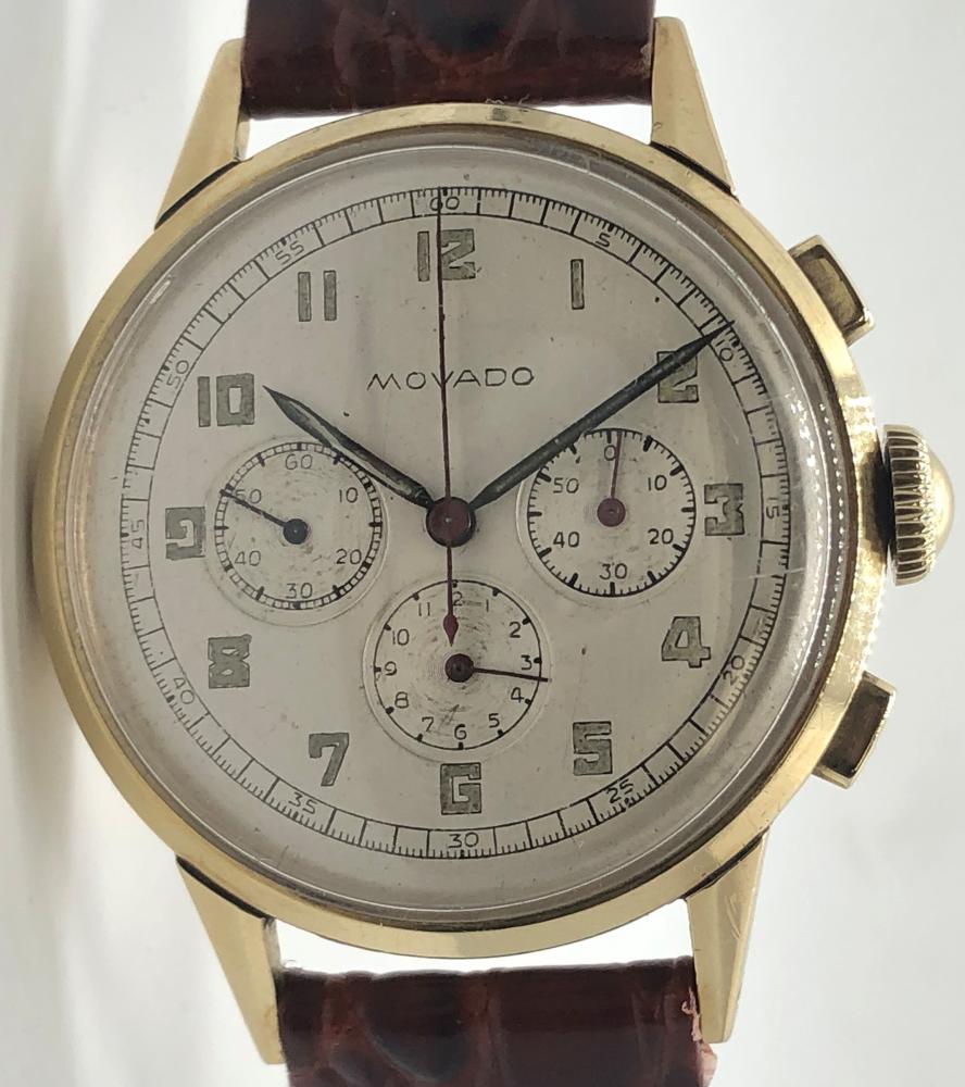 Movado Vintage Manual Wind Chronograph Solid 18K Yellow Gold 36mm eBay