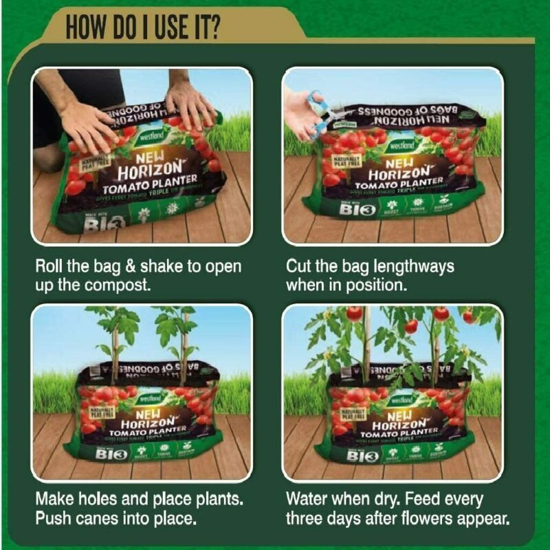 20 Bags X 40l Westland Horizon Tomato Planter / Grow Bag Organic Peat