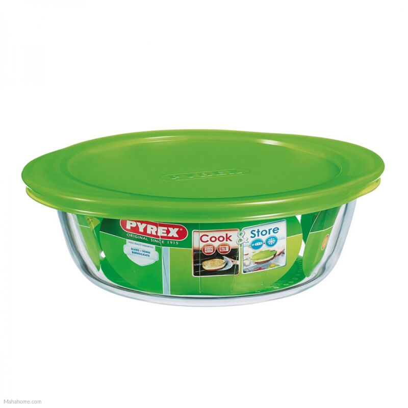 Pyrex Microwave Safe Classic Round Glass Dish with Vented Lid 1L