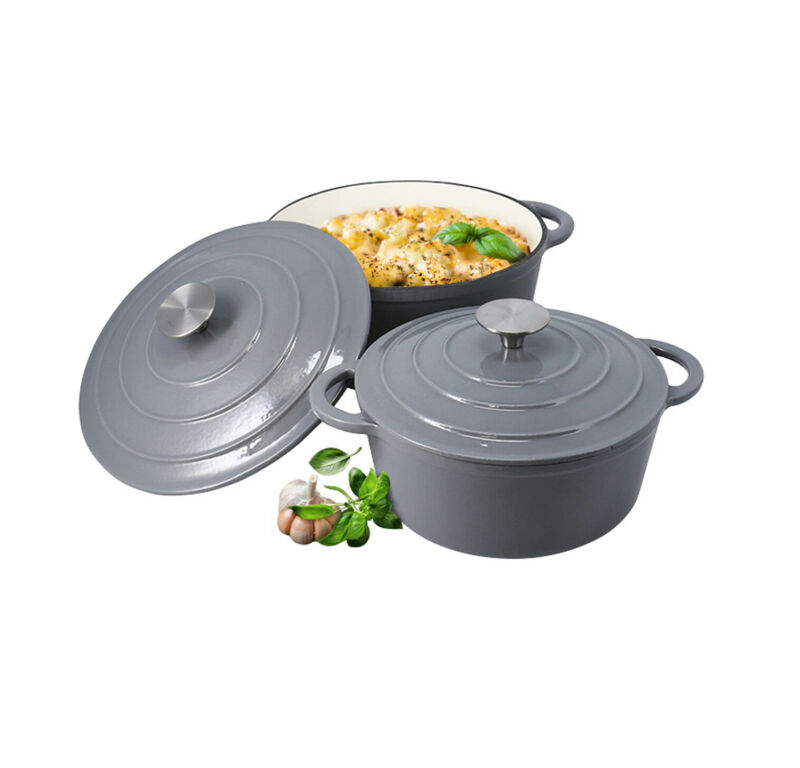 Cast Iron Cookware Set of 8 With Enamel Coating - Hob & Oven Safe