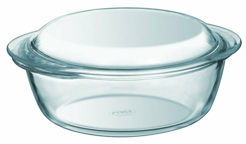 Pyrex Glass Round Casserole Dish with Lid 1.6L - Transparent ...