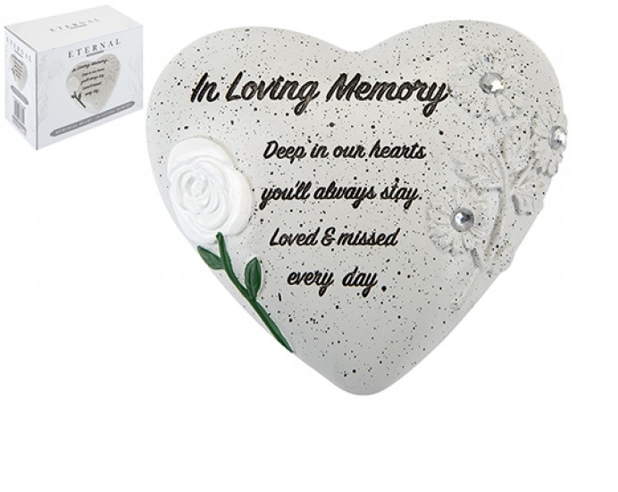 Memorial Graveside Garden Heart Diamantes Tribute Remembrance Choice of 4 Sentim - Picture 8 of 11