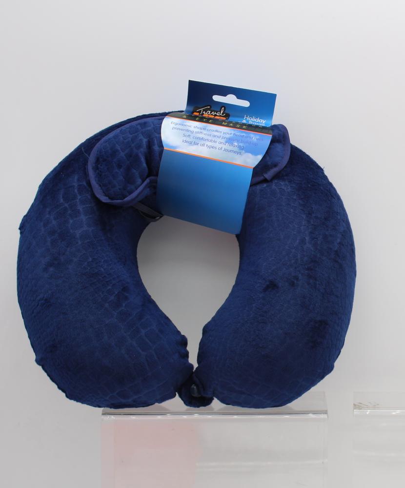 Travel Neck Memory Foam Pillow + Eye Mask Cushion Support Hol Choice of 4 Colour - Picture 11 of 12