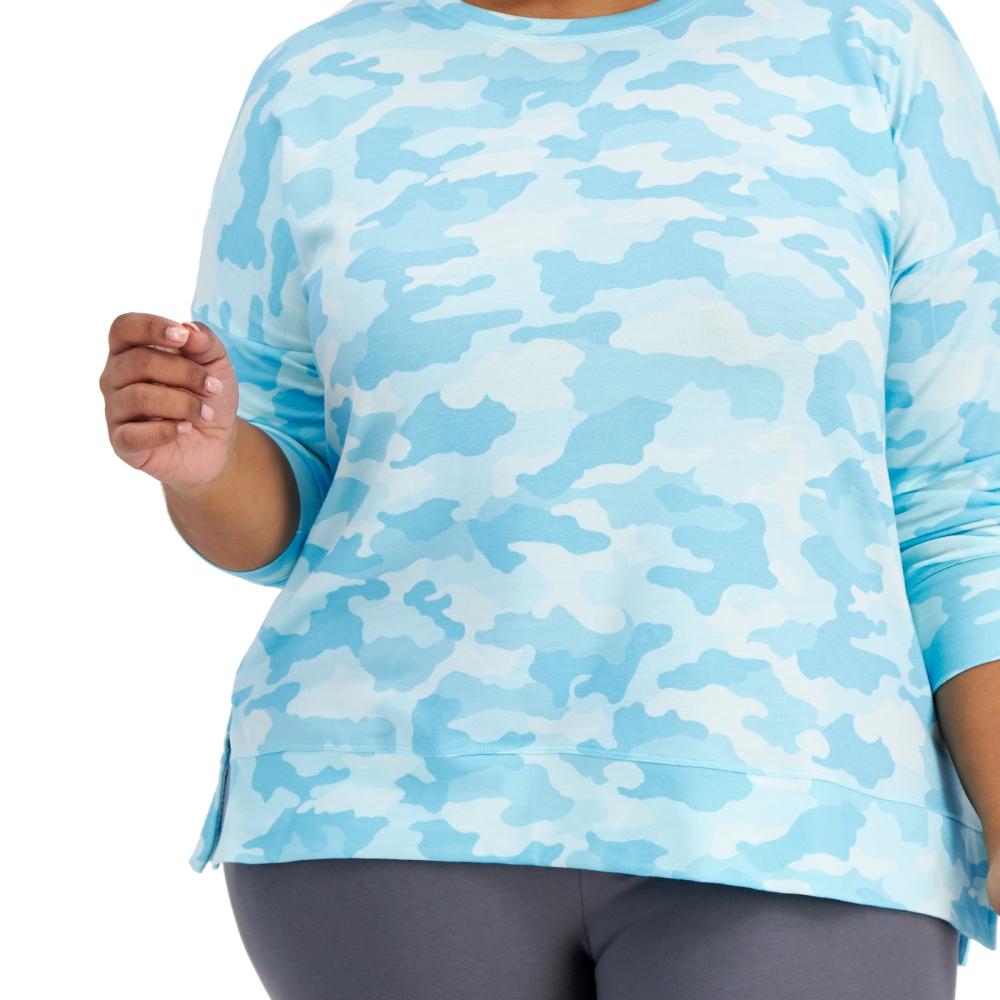 Ideology Women Pullover Hoodie Long Sleeve Camouflage Round Neck A7353 - Picture 13 of 20