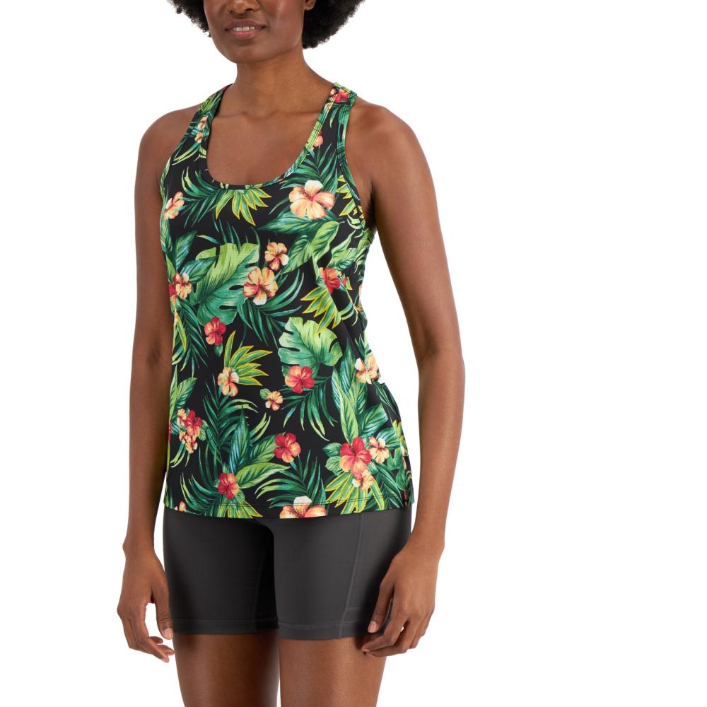 Ideology Women Pullover  Activewear Top Sleeveless  Floral Scoop Neck  A7542