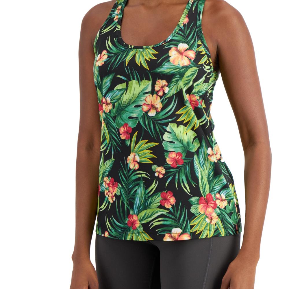 Ideology Women Pullover  Activewear Top Sleeveless  Floral Scoop Neck  A7542