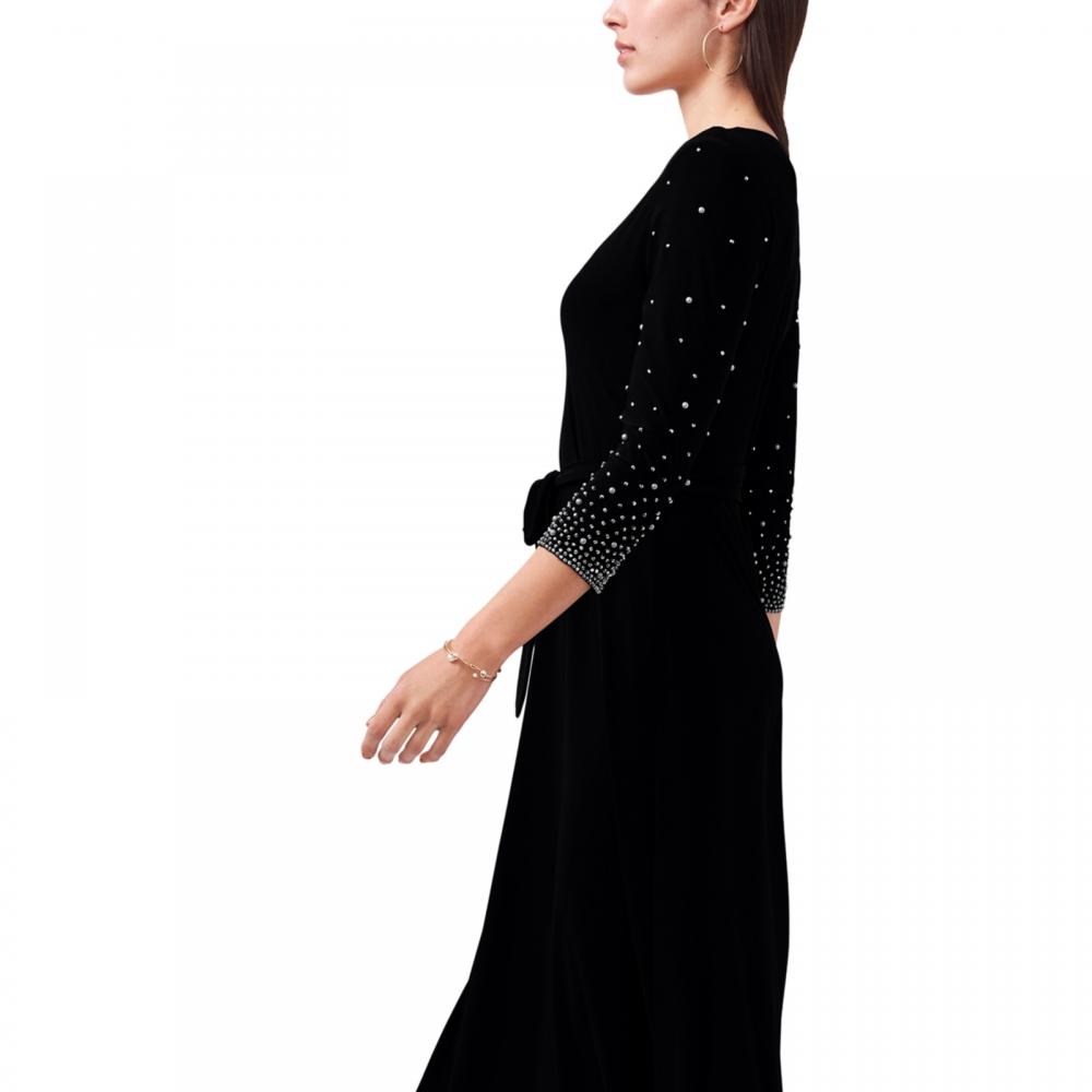 MSK Women's Midi Fit & Flare Dress Belted Solid 3/4 Sleeve Jersey V-Neck A2347 - Picture 18 of 18