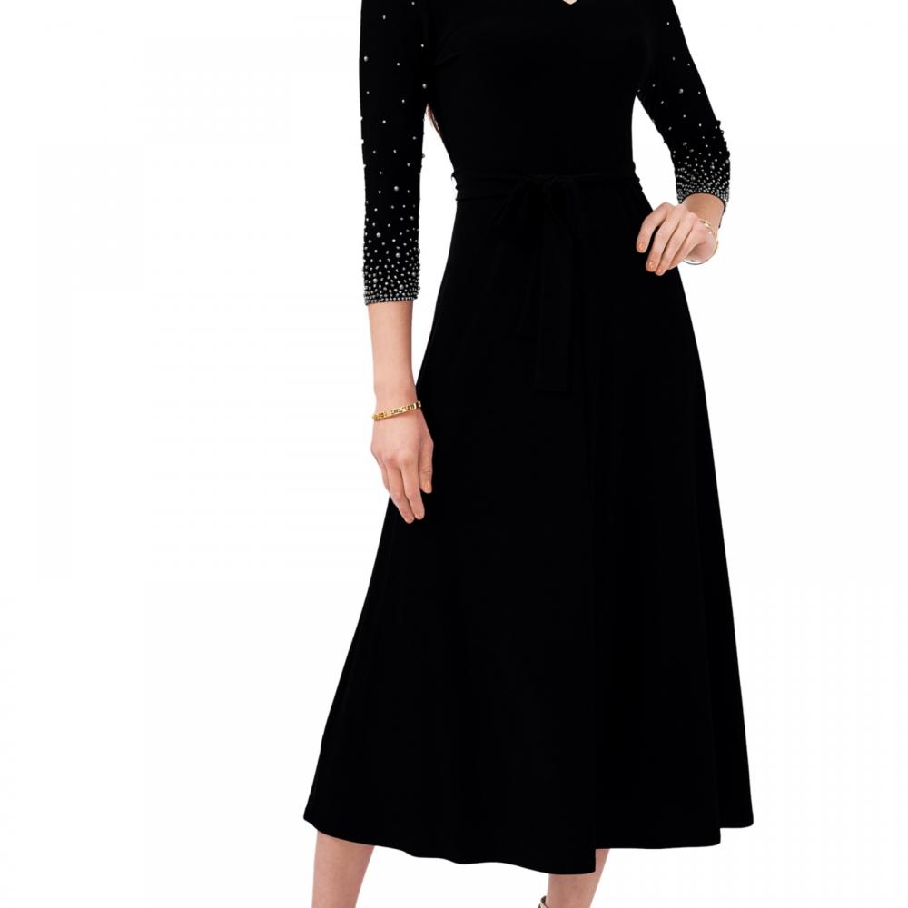 MSK Women's Midi Fit & Flare Dress Belted Solid 3/4 Sleeve Jersey V-Neck A2347 - Picture 11 of 18