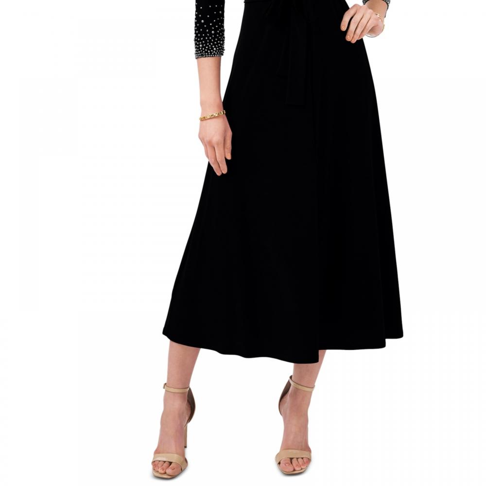 MSK Women's Midi Fit & Flare Dress Belted Solid 3/4 Sleeve Jersey V-Neck A2347 - Picture 12 of 18