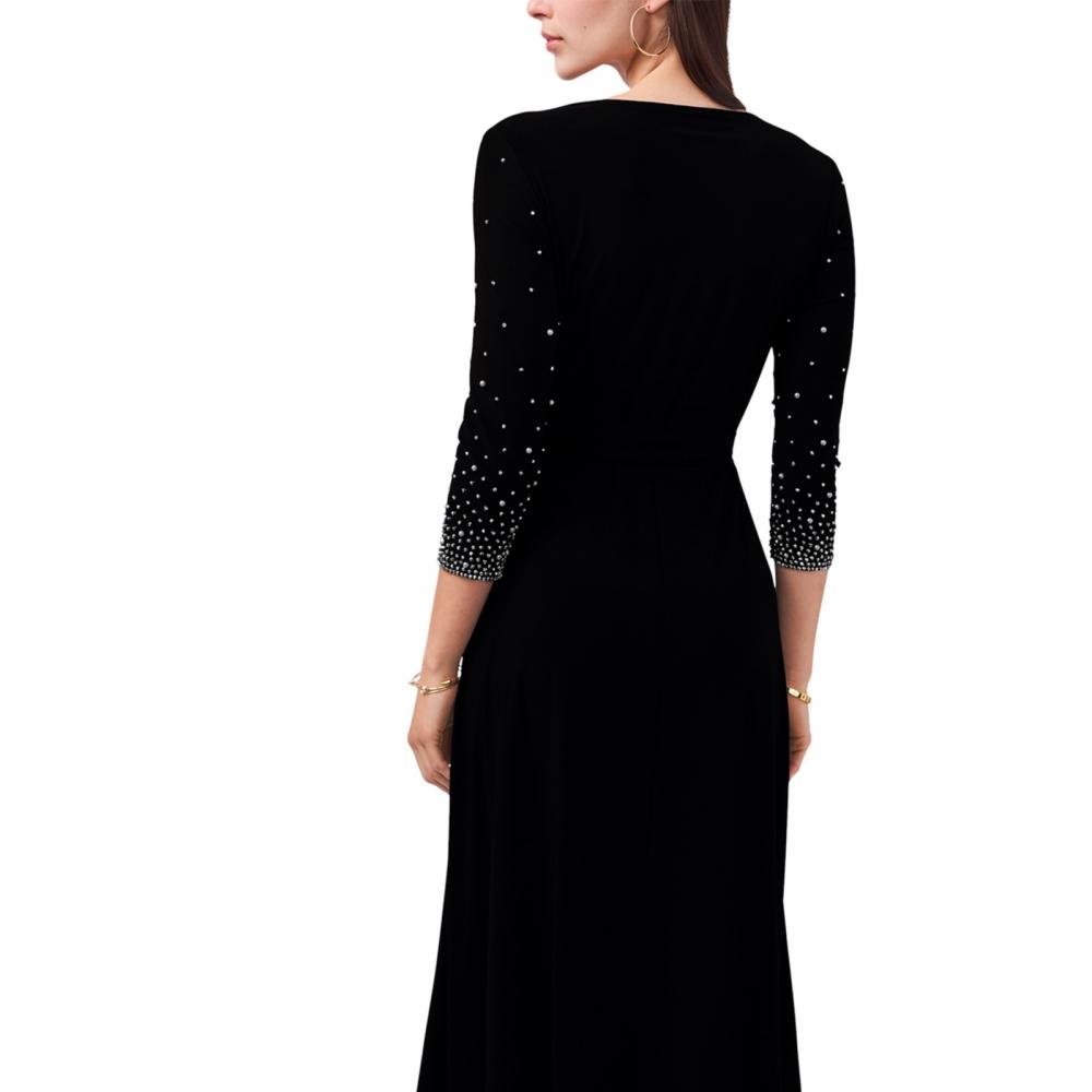 MSK Women's Midi Fit & Flare Dress Belted Solid 3/4 Sleeve Jersey V-Neck A2347 - Picture 14 of 18