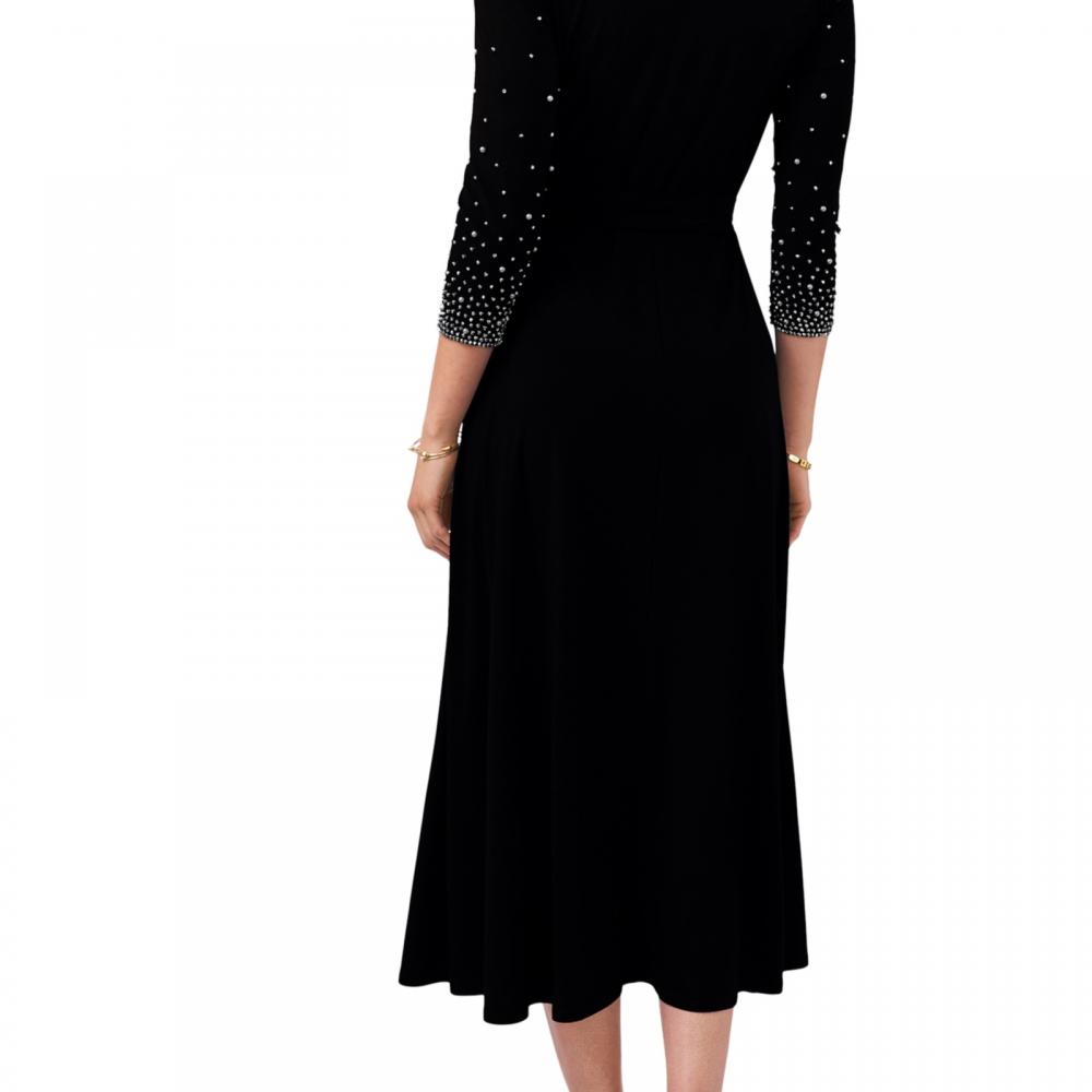 MSK Women's Midi Fit & Flare Dress Belted Solid 3/4 Sleeve Jersey V-Neck A2347 - Picture 15 of 18