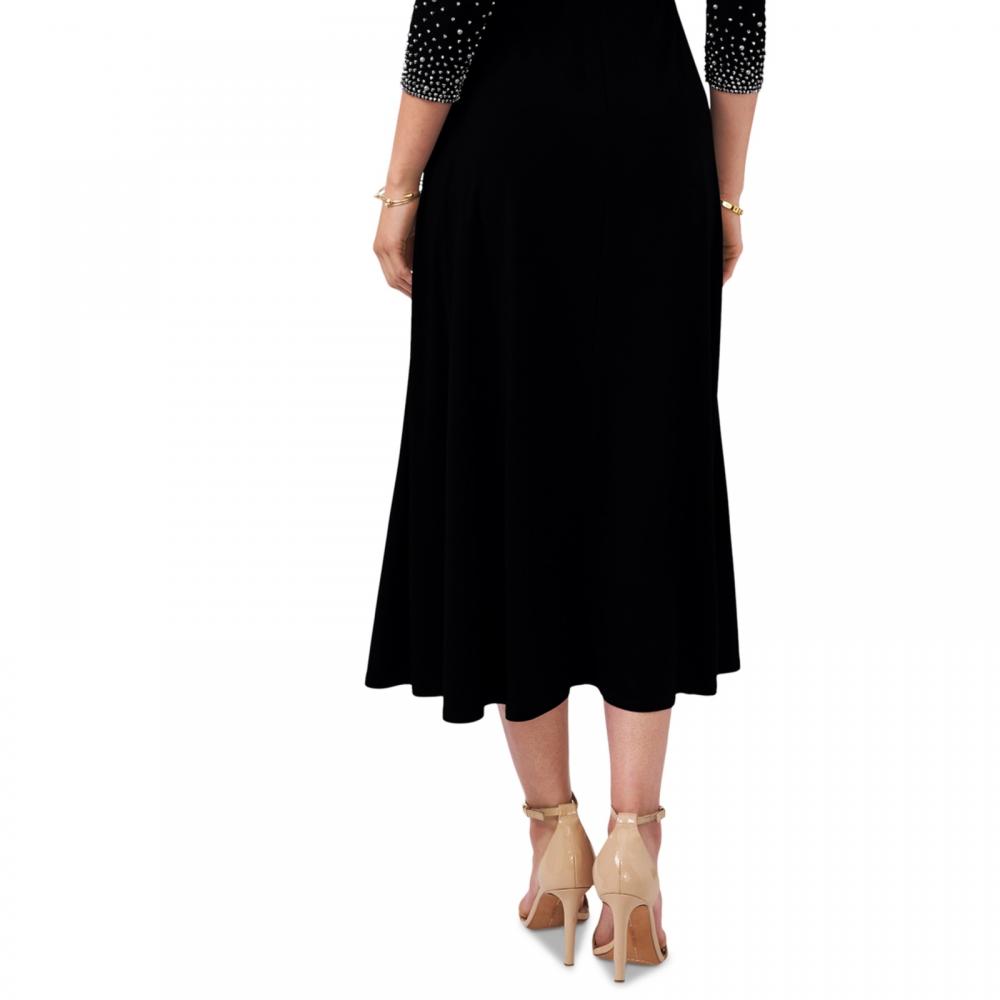 MSK Women's Midi Fit & Flare Dress Belted Solid 3/4 Sleeve Jersey V-Neck A2347 - Picture 16 of 18