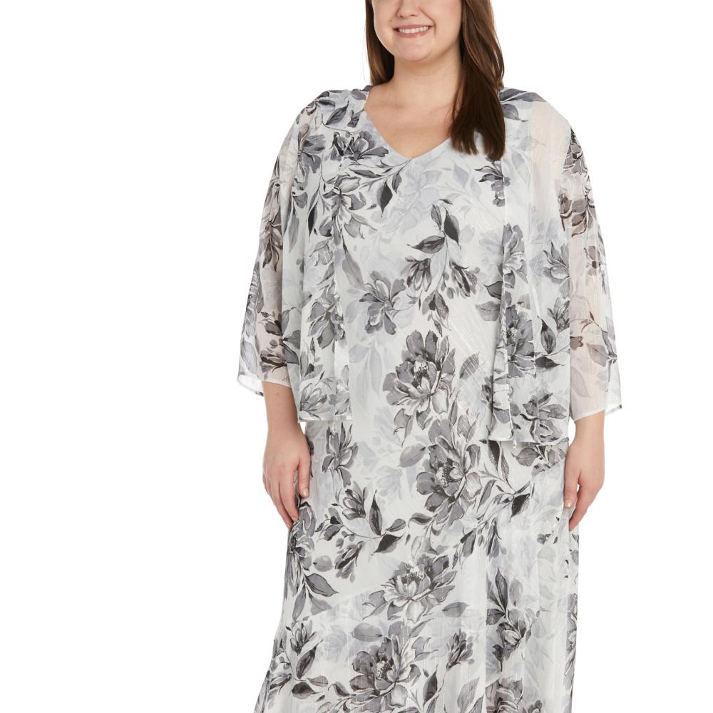 New $139 R & M Richards Women's Long 3/4 Sleeve Round Neck Maxi 2 Pcs A6126 - Picture 12 of 20
