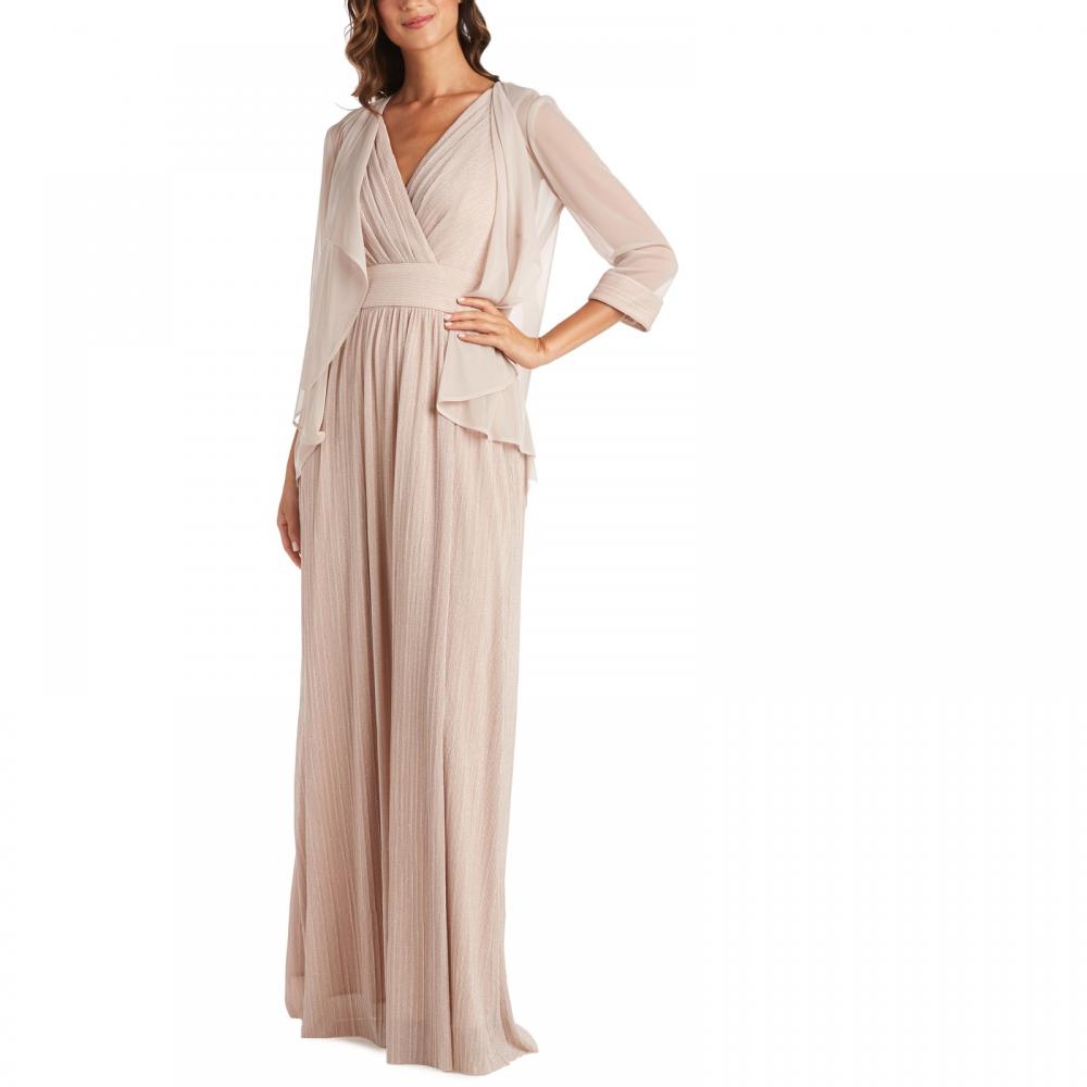 New $139 R & M Richards Women's Long 3/4 Sleeve V-Neck A-Line Dress A2390 - Picture 11 of 30