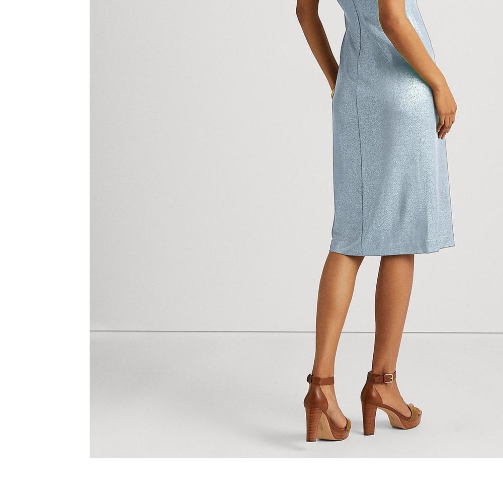 Lauren Ralph Lauren Women Sheath Knee Length Dress Short Sleeve Solid A6066 - Picture 18 of 20