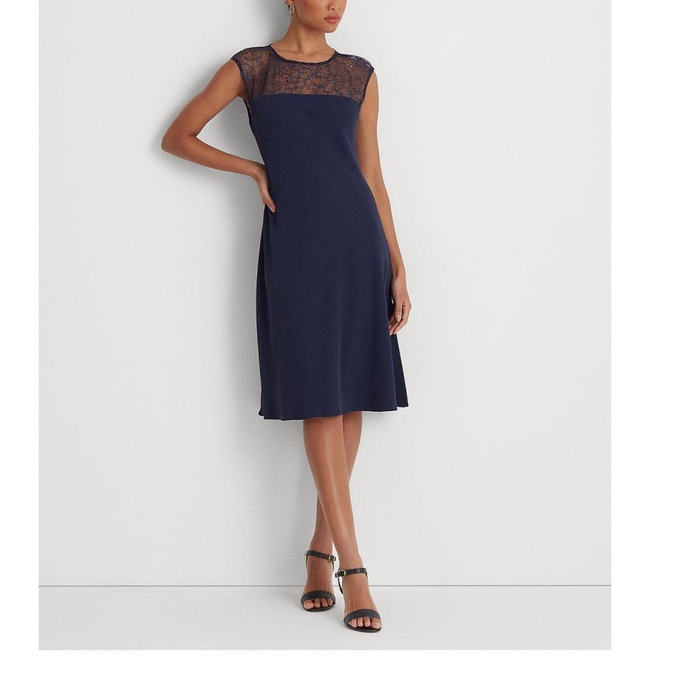 Lauren Ralph Lauren Women Sheath Knee Length Dress Sleeveless Beaded Solid A6207 - Picture 10 of 18