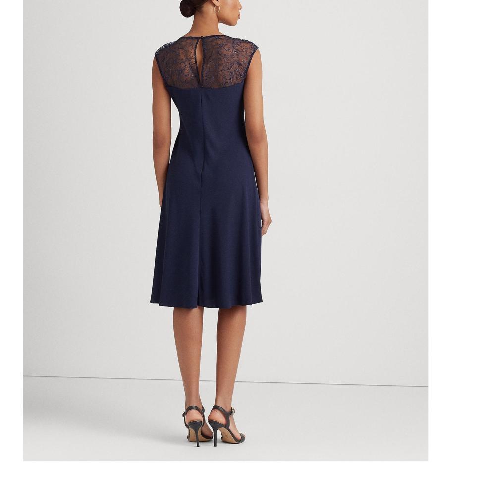 Lauren Ralph Lauren Women Sheath Knee Length Dress Sleeveless Beaded Solid A6207 - Picture 14 of 18