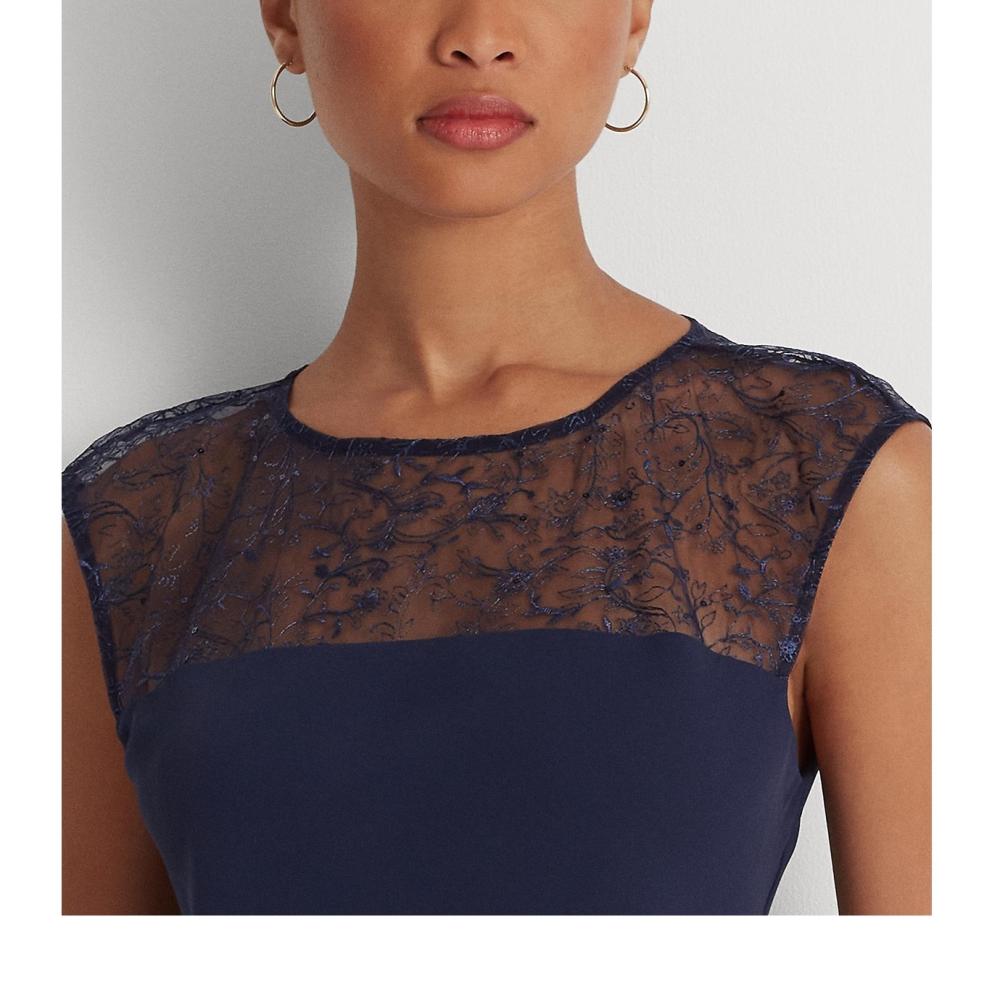 Lauren Ralph Lauren Women Sheath Knee Length Dress Sleeveless Beaded Solid A6207 - Picture 18 of 18