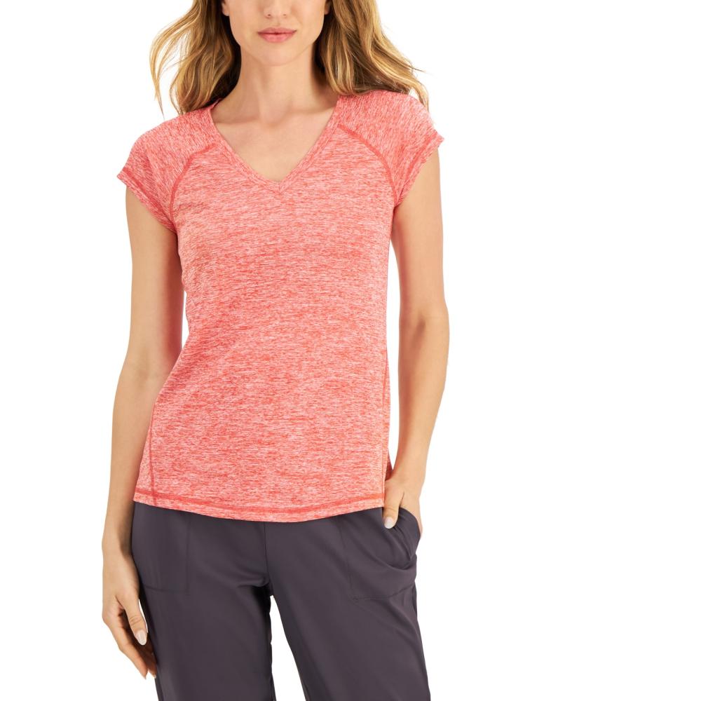Suéter de mujer Ideology ropa deportiva top manga corta liso cuello en V A7599 - Imagen 8 de 18