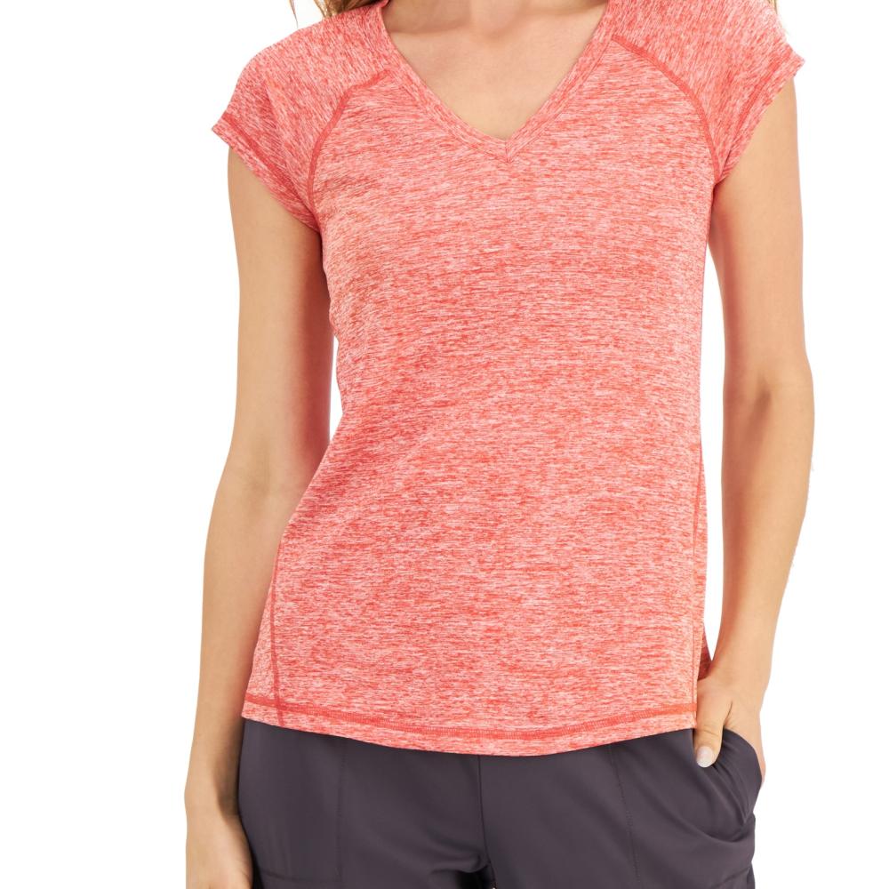 Suéter de mujer Ideology ropa deportiva top manga corta liso cuello en V A7599 - Imagen 10 de 18
