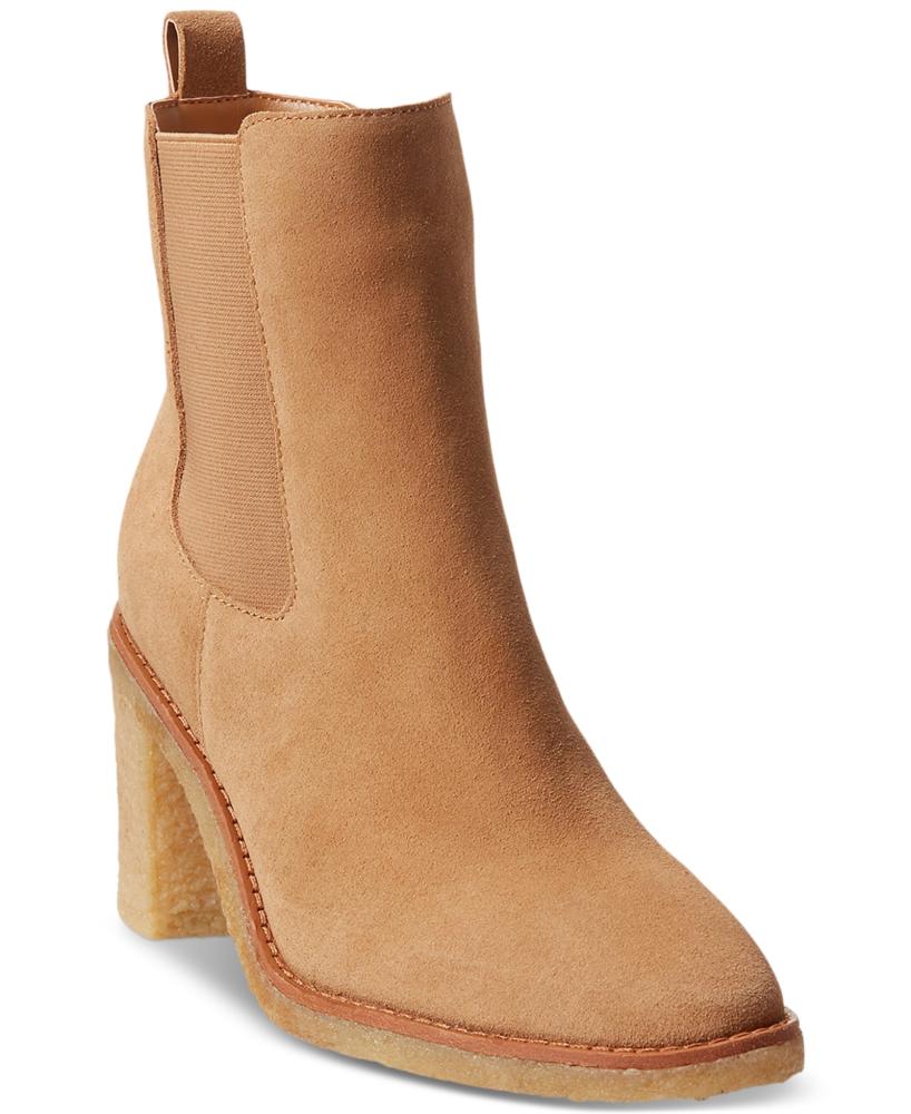 Lauren Ralph Lauren Mujer Marianna Botines Cuero Almendra Tacón Bloque S6 - Imagen 7 de 8