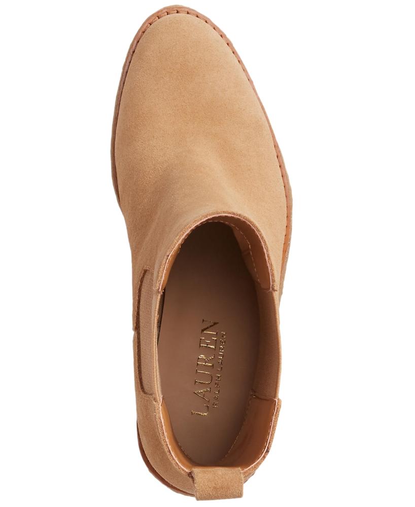 Lauren Ralph Lauren Mujer Marianna Botines Cuero Almendra Tacón Bloque S6 - Imagen 8 de 8