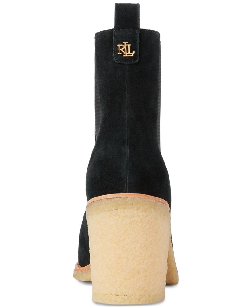 Lauren Ralph Lauren Mujer Marianna Botines Cuero Almendra Tacón Bloque S92 - Imagen 7 de 8