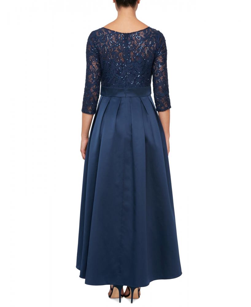 Alex Evenings Women's Long Ball Gown Dress Belted Solid 3/4 Sleeve Lace A2398 - Picture 13 of 23
