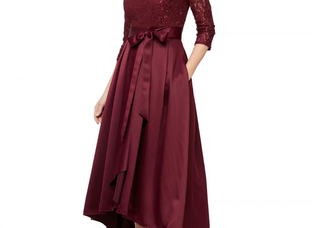Alex Evenings Women's Long Ball Gown Dress Belted Solid 3/4 Sleeve Lace A2398 - Picture 19 of 23