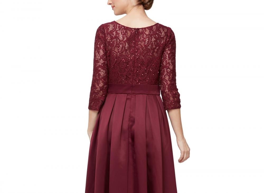 Alex Evenings Women's Long Ball Gown Dress Belted Solid 3/4 Sleeve Lace A2398 - Picture 22 of 23