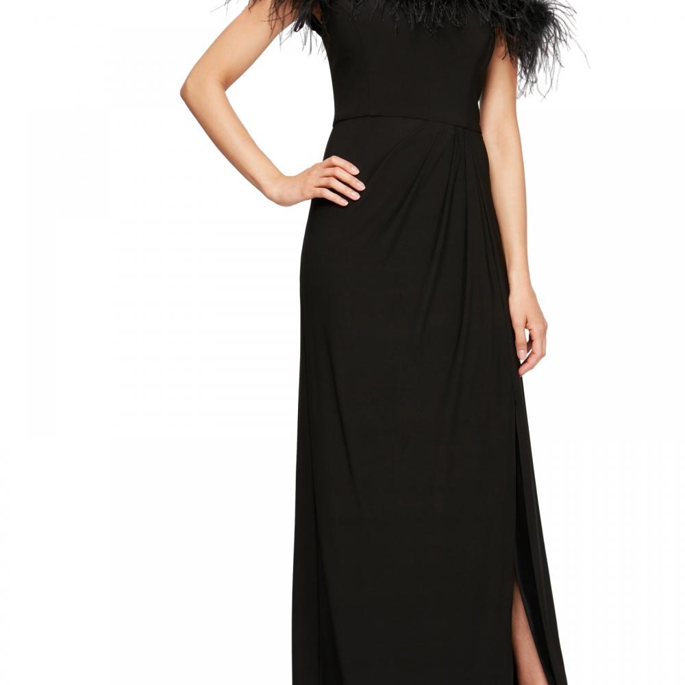 Alex Evenings Women Maxi Long Dress Short Sleeve Feather Solid A3548 - Picture 11 of 16