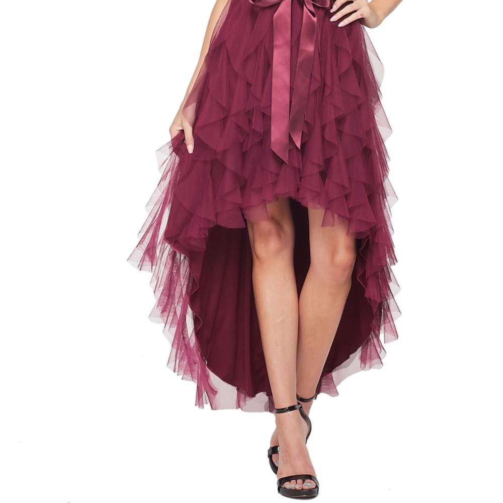 City Juniors Hi-Low Dress Layered Chiffon Mock Neck A6223 - Picture 14 of 20