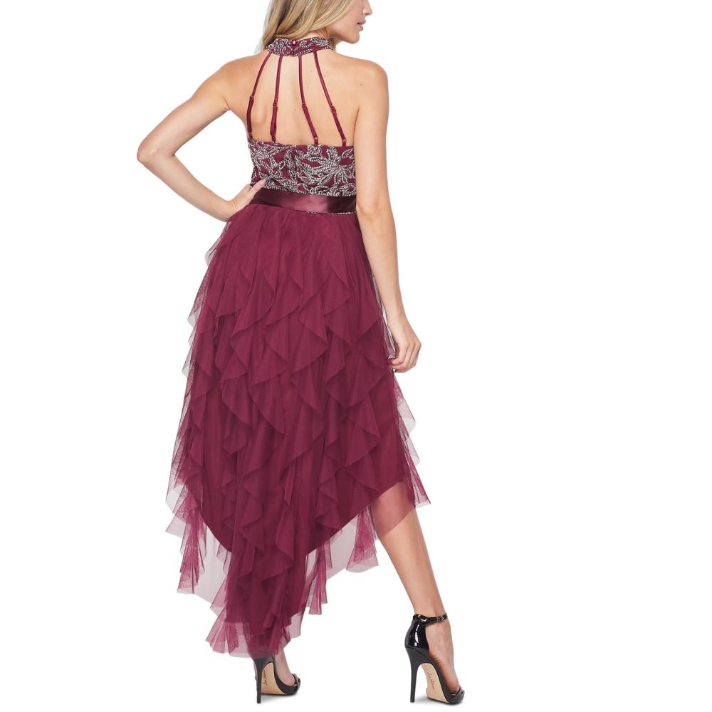 City Juniors Hi-Low Dress Layered Chiffon Mock Neck A6223 - Picture 15 of 20