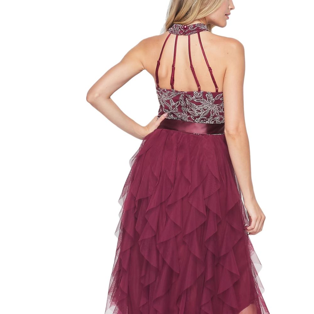 City Juniors Hi-Low Dress Layered Chiffon Mock Neck A6223 - Picture 16 of 20