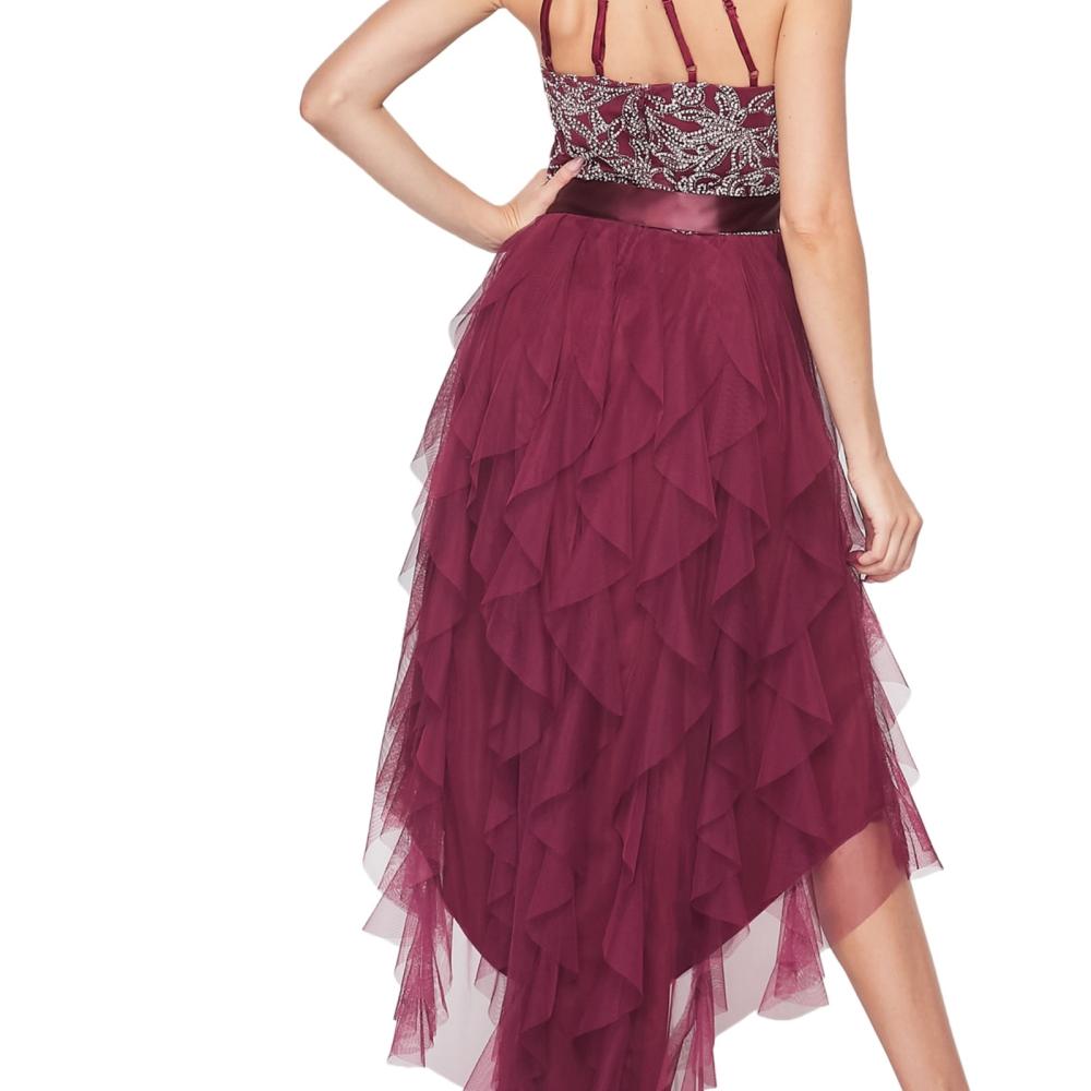 City Juniors Hi-Low Dress Layered Chiffon Mock Neck A6223 - Picture 17 of 20