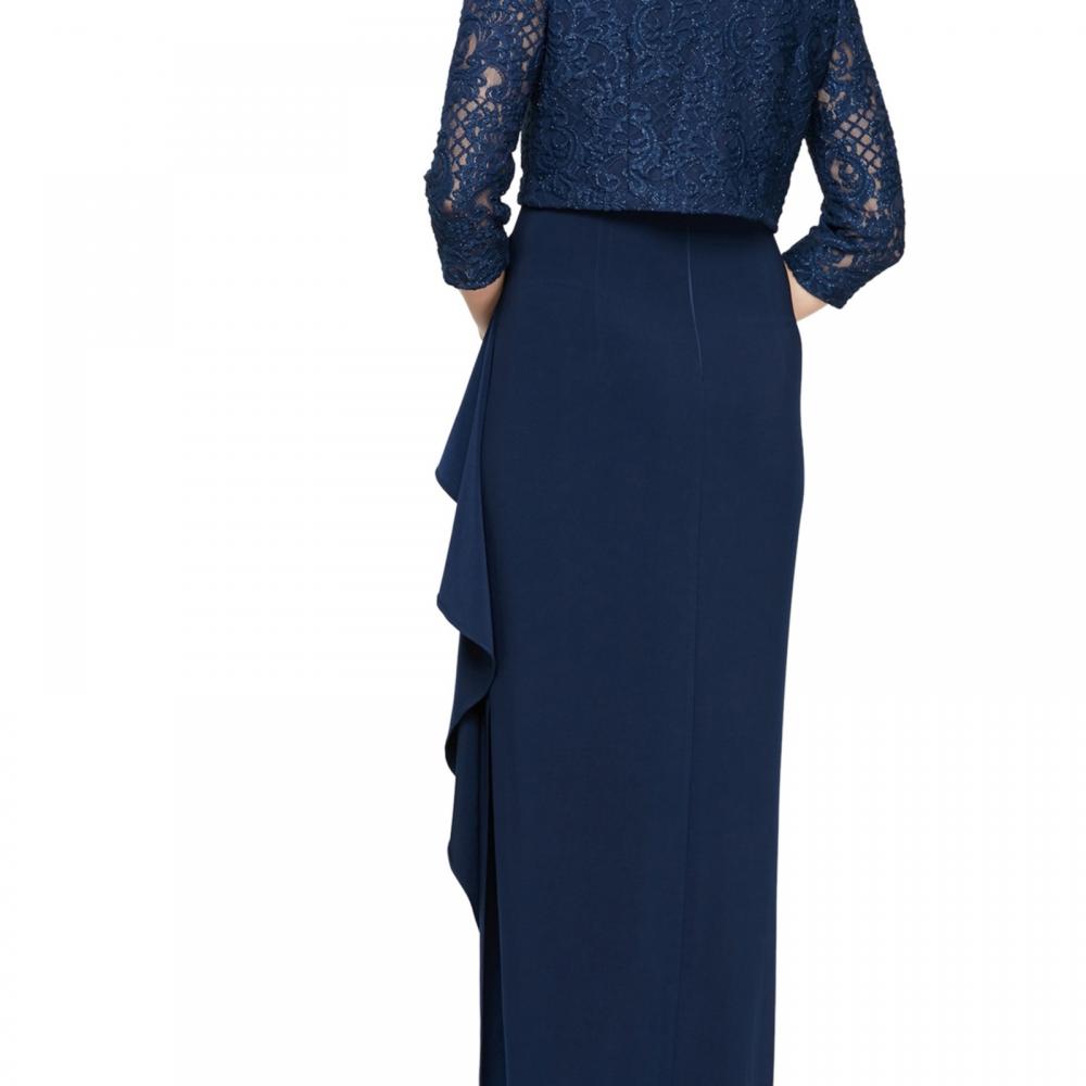 Alex Evenings Women Maxi Long Dress Half Sleeve Ruffle Solid Round Neck A3536 - Picture 17 of 20