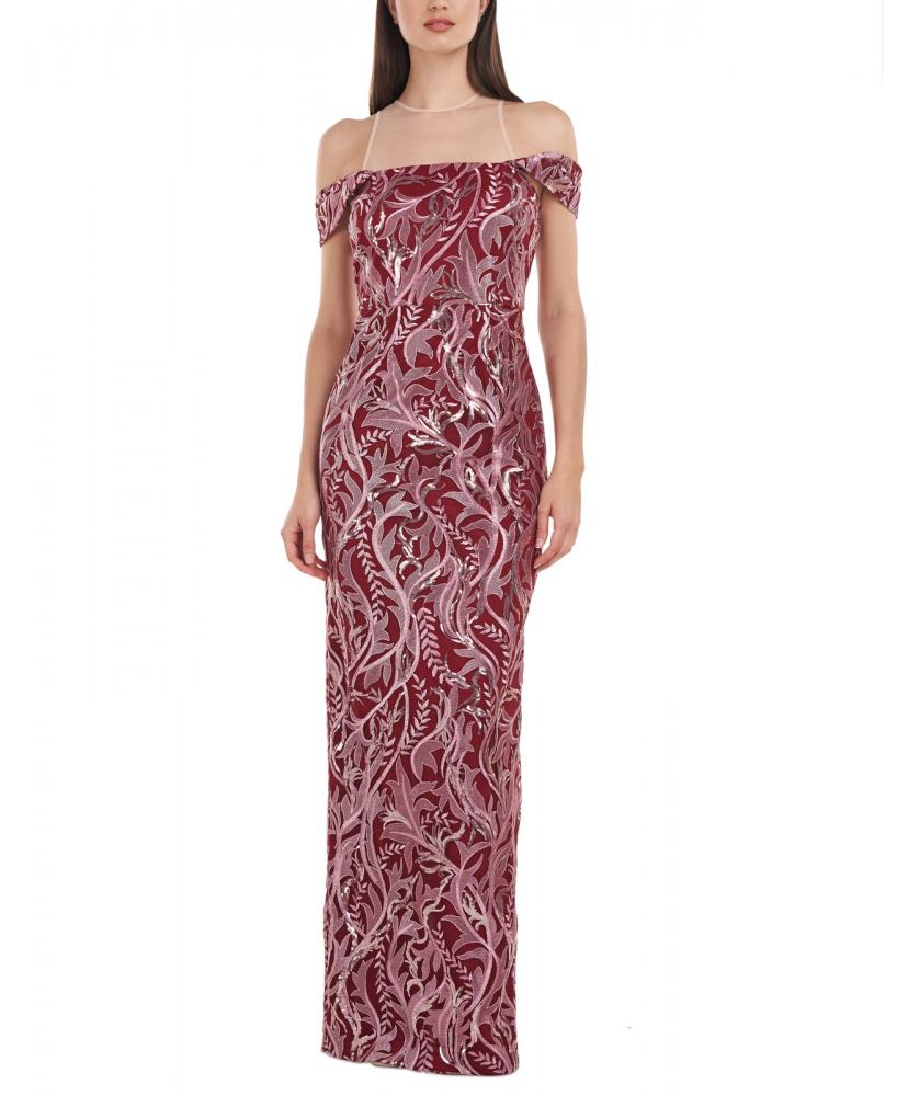 JS Collections Women's Long Maxi Dress Lined Floral Short Sleeve Canvas A2703 - Picture 11 of 20
