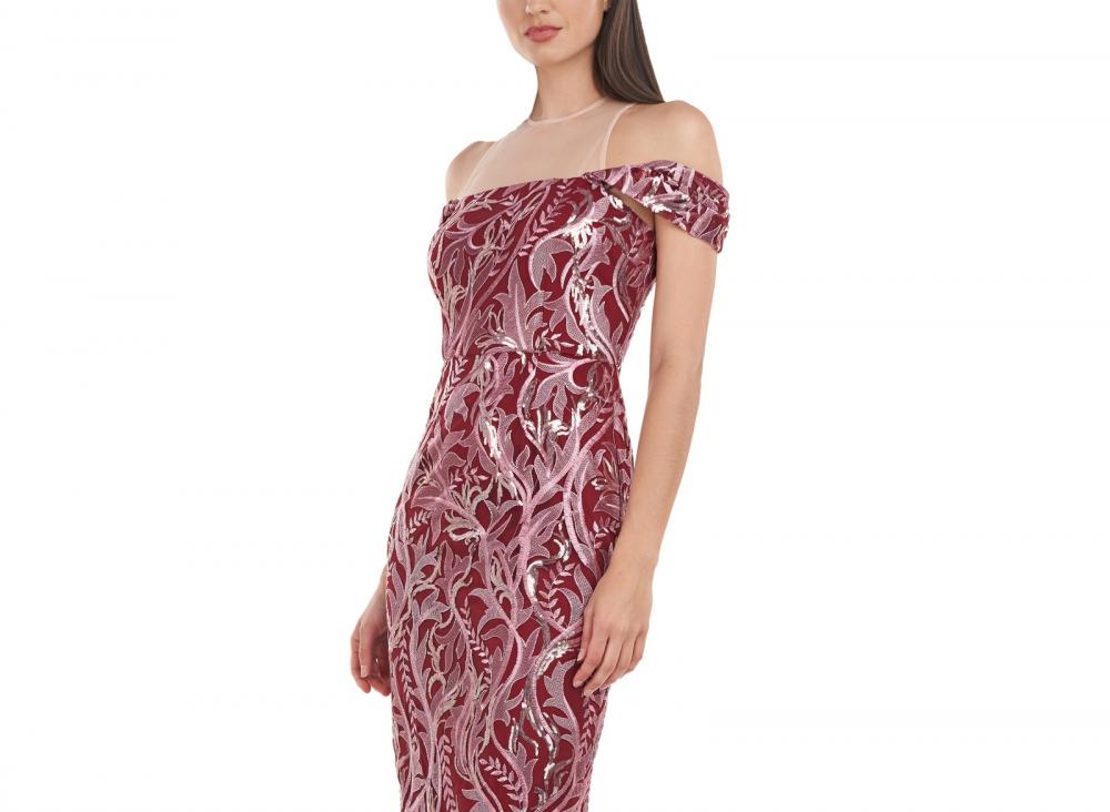 JS Collections Women's Long Maxi Dress Lined Floral Short Sleeve Canvas A2703 - Picture 16 of 20
