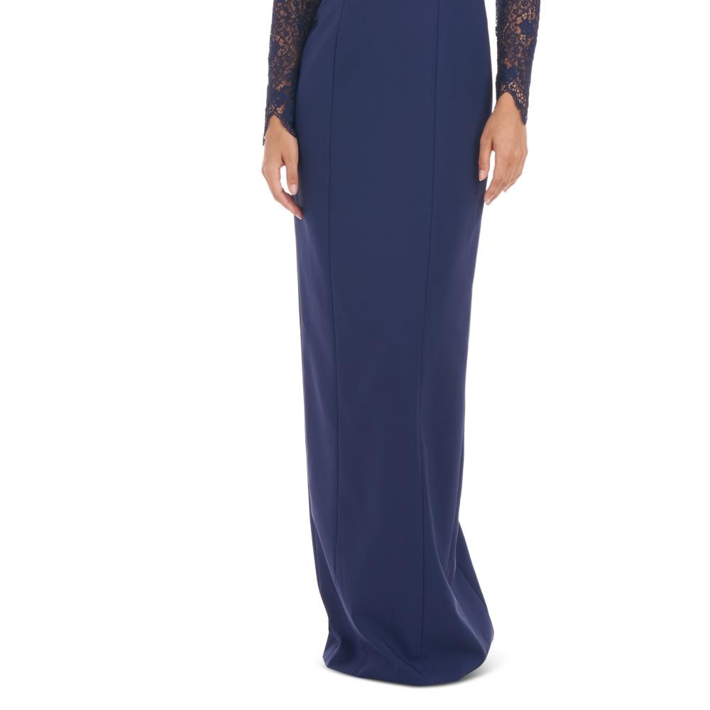 JS Collections Women's Long Maxi Dress Stretch Solid Long Sleeve Lace A2311 - Picture 14 of 20