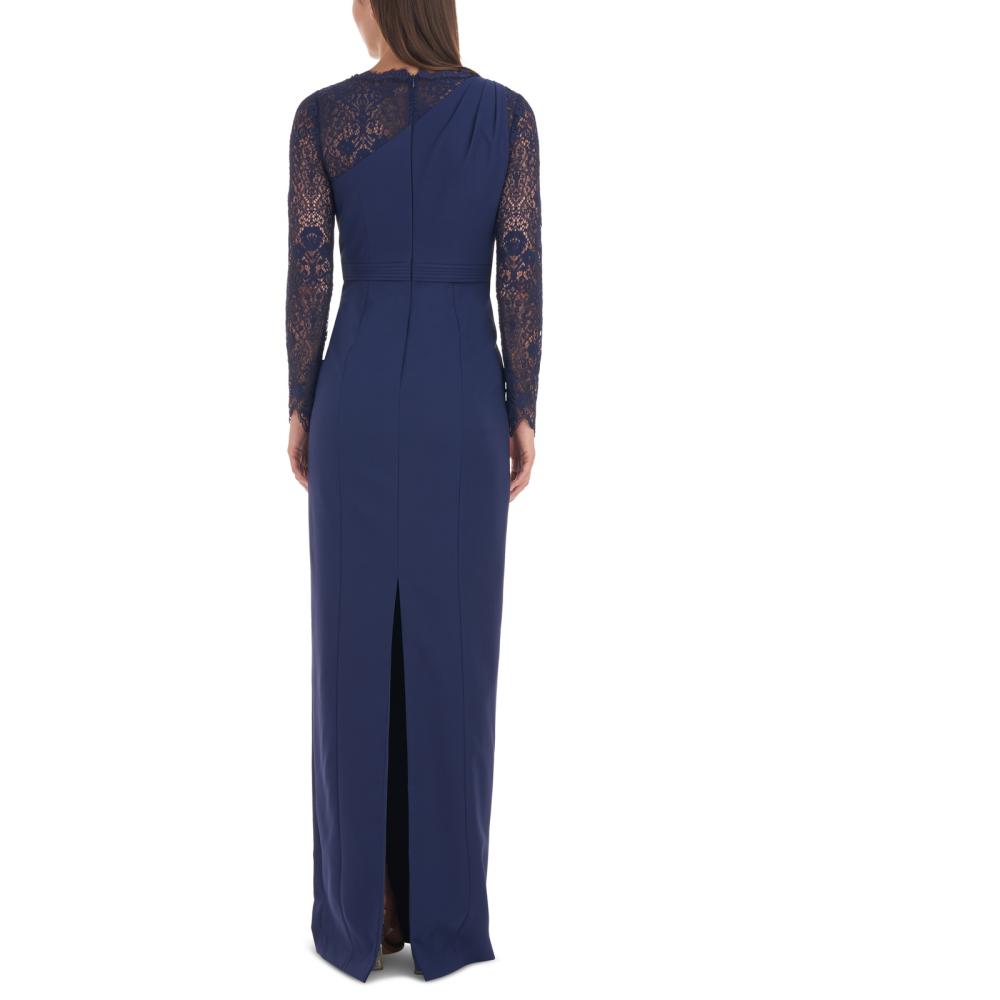 JS Collections Women's Long Maxi Dress Stretch Solid Long Sleeve Lace A2311 - Picture 15 of 20