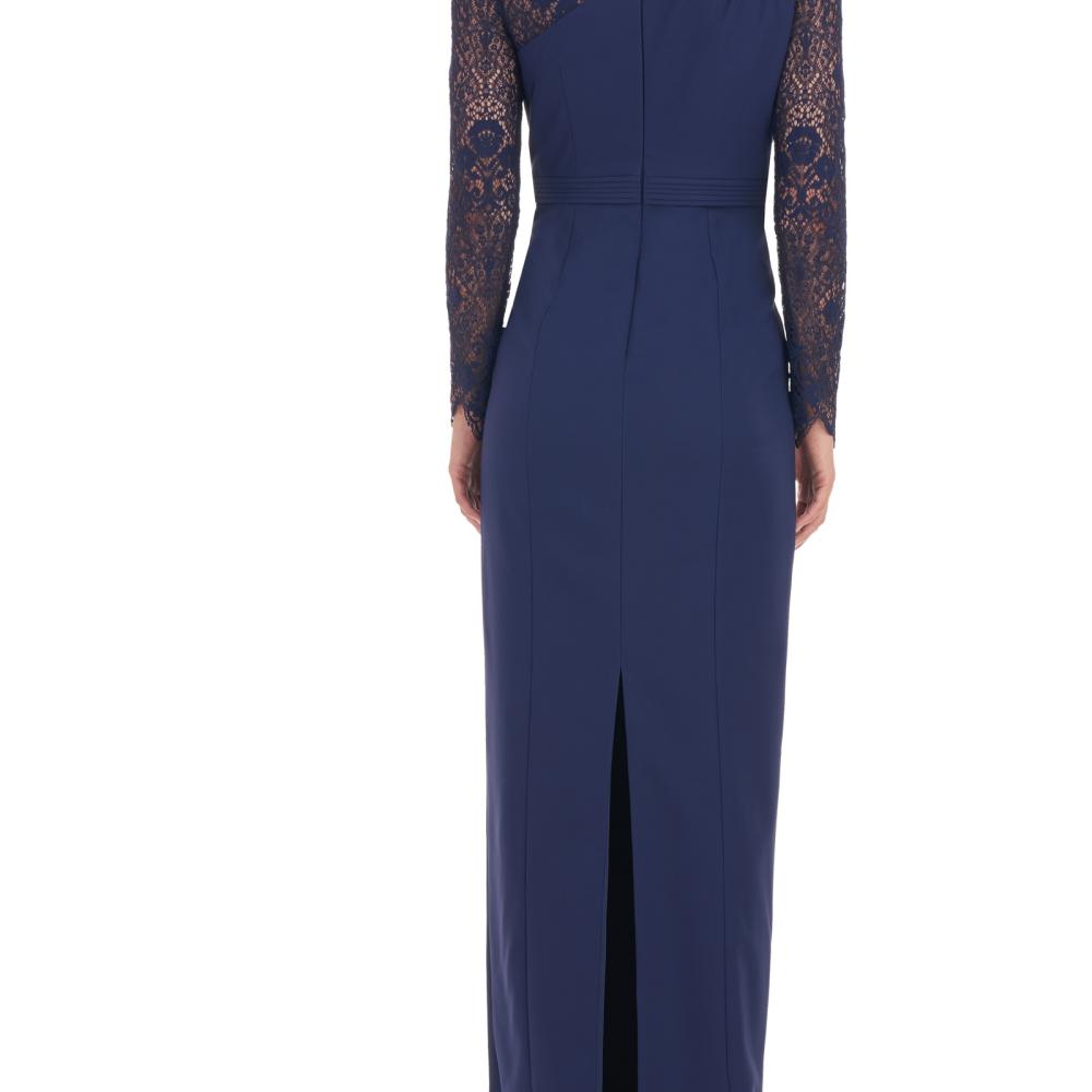 JS Collections Women's Long Maxi Dress Stretch Solid Long Sleeve Lace A2311 - Picture 17 of 20
