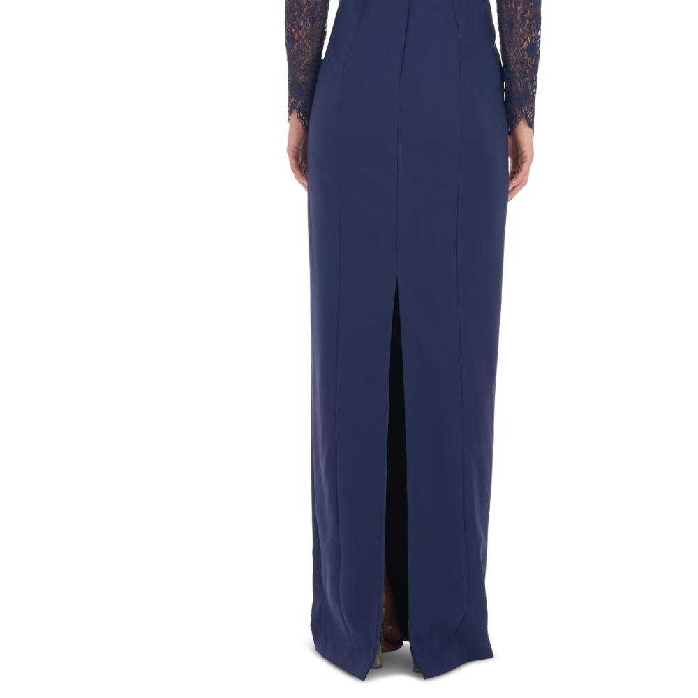 JS Collections Women's Long Maxi Dress Stretch Solid Long Sleeve Lace A2311 - Picture 18 of 20