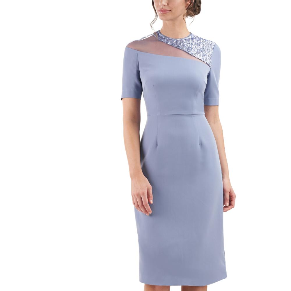 JS Collections Women Sheath Knee Length Dress Short Sleeve Solid A2705 - Picture 12 of 20